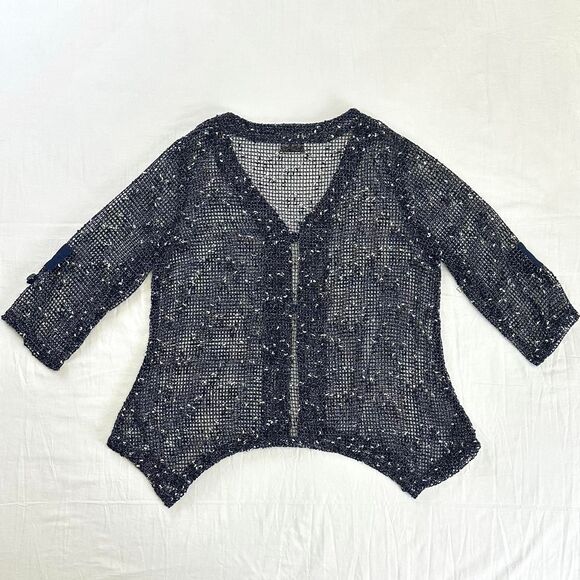 Drapers & Damons Boho Oversized Loose Knit Navy Cardigan One Sz Petite Lagenlook - Picture 4 of 4